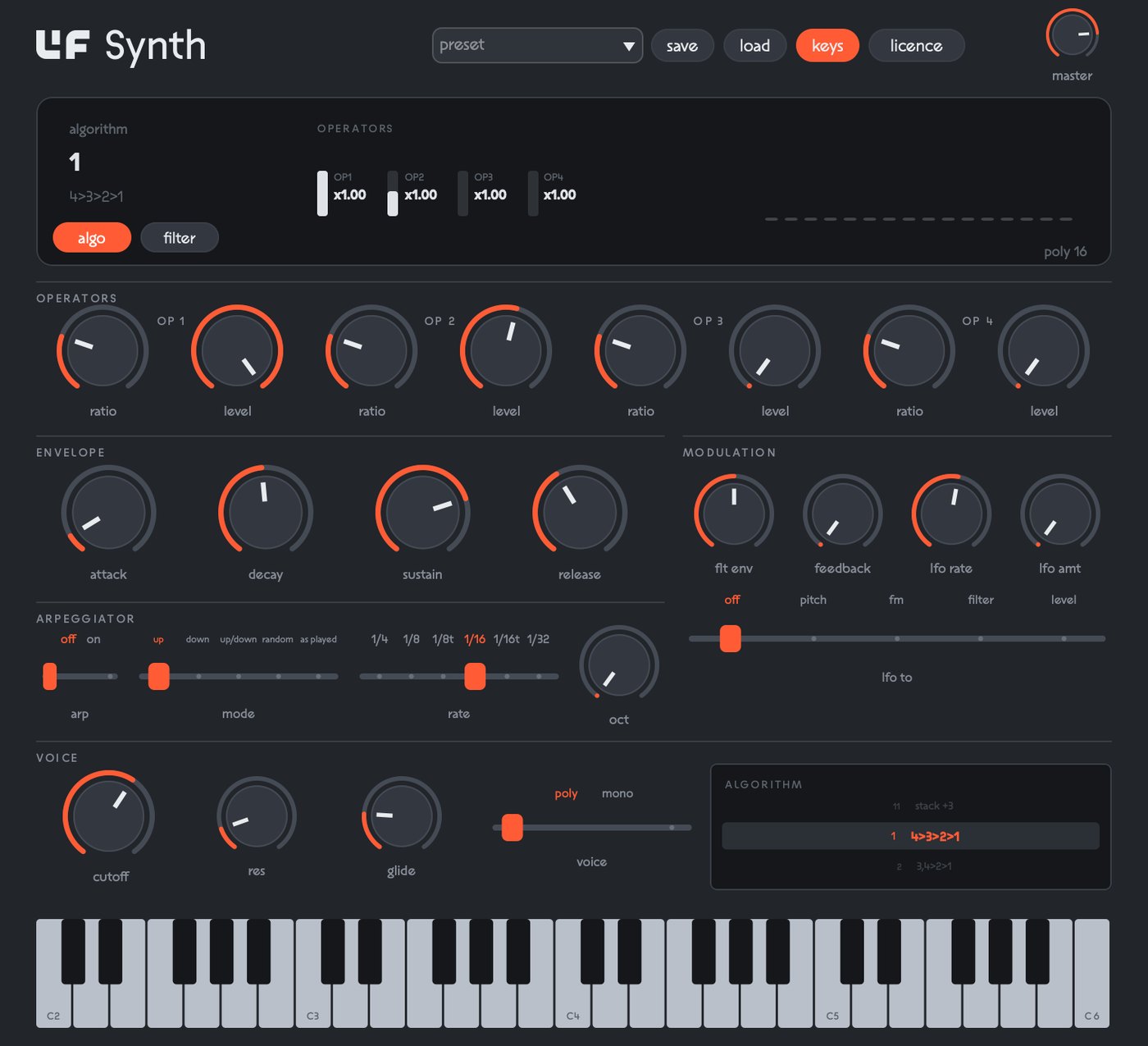 LF Synth interface
